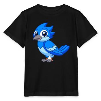 Blue Jay Niedliche Maskottchen Zeichentrickfigur Kawaii - Stanley/Stella Kinder T-Shirt MINI CREATOR  - Schwarz - Vorne - Mikhail (115cm)