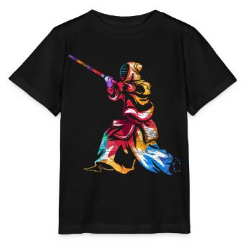 Furchtloser Kendo Schwertkämpfer - Stanley/Stella Kinder T-Shirt MINI CREATOR  - Schwarz - Vorne - Mikhail (115cm)