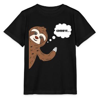Goodbye Sloth Faultier Winken Tschau Tschüss - Stanley/Stella Kinder T-Shirt MINI CREATOR  - Schwarz - Vorne - Mikhail (115cm)