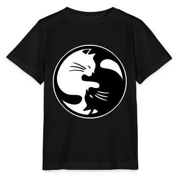 Achtsame Yin Yang Katze Meditation - Stanley/Stella Kinder T-Shirt MINI CREATOR  - Schwarz - Vorne - Mikhail (115cm)