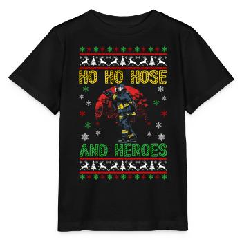 Ho Ho Schlauch Und Helden Feuerwehr Weihnachten - Stanley/Stella Kinder T-Shirt MINI CREATOR  - Schwarz - Vorne - Mikhail (115cm)