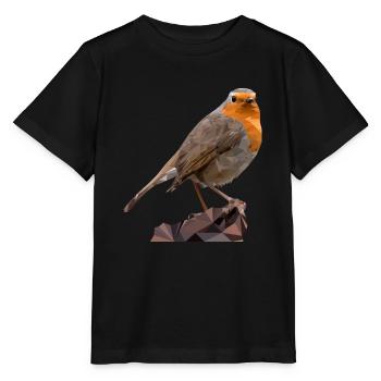 Rotkehlchen Design , Vogel des Jahres 2021 Polygon - Stanley/Stella Kinder T-Shirt MINI CREATOR  - Schwarz - Vorne - Mikhail (115cm)