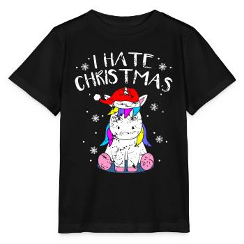 Anti-Christmas Anti-Weihnachten Einhorn Xmas Anti - Stanley/Stella Kinder T-Shirt MINI CREATOR  - Schwarz - Vorne - Mikhail (115cm)