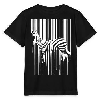 Flinkes Zebra Savannenbewohner - Stanley/Stella Kinder T-Shirt MINI CREATOR  - Schwarz - Vorne - Mikhail (115cm)