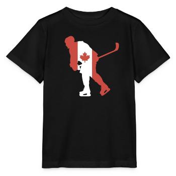 Hockeyspieler Kanada Flagge - Stanley/Stella Kinder T-Shirt MINI CREATOR  - Schwarz - Vorne - Mikhail (115cm)