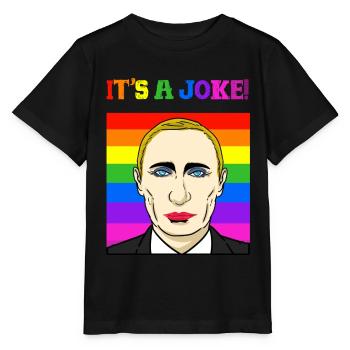 Spöttischer Putin Regenbogenfahne - Stanley/Stella Kinder T-Shirt MINI CREATOR  - Schwarz - Vorne - Mikhail (115cm)