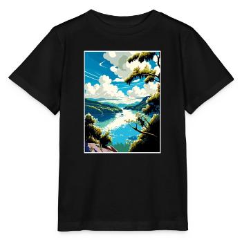 Danube River Europe Vintage Travel Poster Souvenir - Stanley/Stella MINI CREATOR Kids’ T-Shirt - black - Front - Mikhail (115cm)