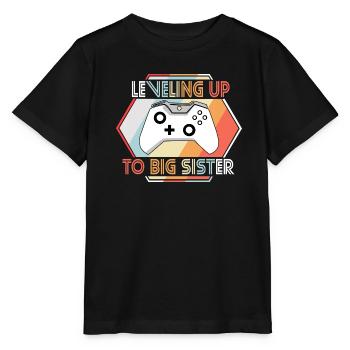 Level Up To Big Sister - Stanley/Stella Kinder T-Shirt MINI CREATOR  - Schwarz - Vorne - Mikhail (115cm)