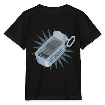 Silbriger Hering Küstenfischer - Stanley/Stella Kinder T-Shirt MINI CREATOR  - Schwarz - Vorne - Mikhail (115cm)
