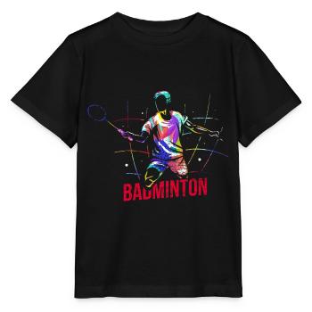 Flinker Badminton Vereinsmeister - Stanley/Stella Kinder T-Shirt MINI CREATOR  - Schwarz - Vorne - Mikhail (115cm)