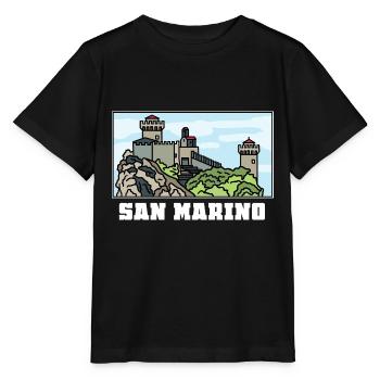 Winzige San Marino Festungsstadt - Stanley/Stella Kinder T-Shirt MINI CREATOR  - Schwarz - Vorne - Mikhail (115cm)