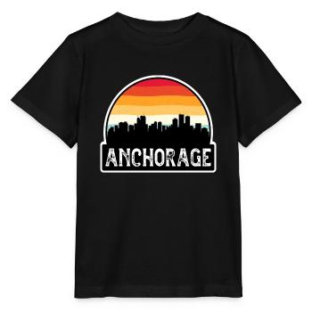 Anchorage Alaska USA Flagge Skyline Reisesouvenir - Stanley/Stella Kinder T-Shirt MINI CREATOR  - Schwarz - Vorne - Mikhail (115cm)