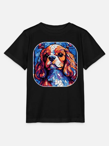 Buntes King Charles Cavalier Hundeaquarell - Stanley/Stella Kinder T-Shirt MINI CREATOR  - Schwarz