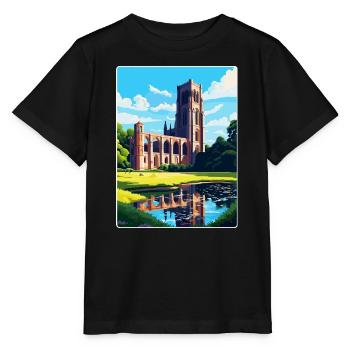Fountains Abbey North Yorkshire Travel Poster WPA - Stanley/Stella MINI CREATOR Kids’ T-Shirt - black - Front - Mikhail (115cm)