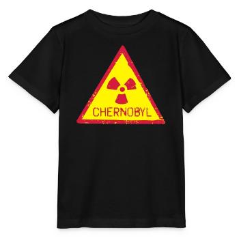TSCHERNOBYL RADIATION WARNING ICON - Stanley/Stella Kinder T-Shirt MINI CREATOR  - Schwarz - Vorne - Mikhail (115cm)
