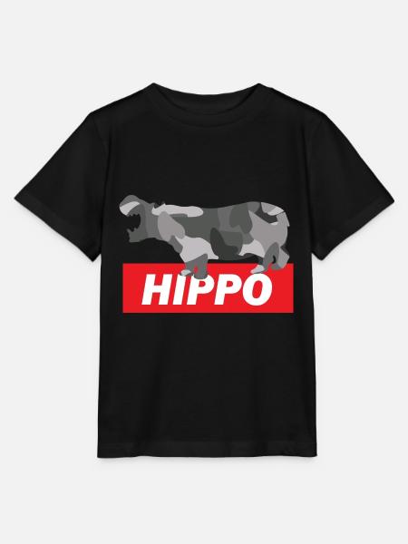 Gemütliches Flusspferd Savanne - Stanley/Stella Kinder T-Shirt MINI CREATOR - Schwarz
