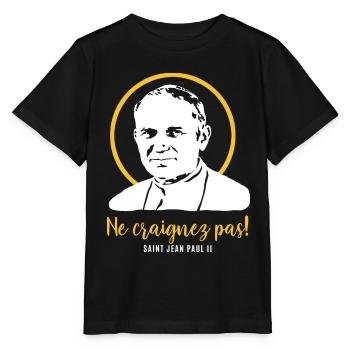 Fürchtet euch nicht - Papst Johannes Paul II JP2 - Stanley/Stella Kinder T-Shirt MINI CREATOR  - Schwarz - Vorne - Mikhail (115cm)