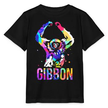 Fröhlicher Gibbon Kletterkünstler - Stanley/Stella Kinder T-Shirt MINI CREATOR  - Schwarz - Vorne - Mikhail (115cm)