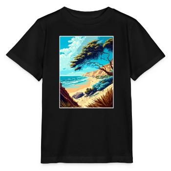 Carpinteria Bluffs Kalifornien Reiseposter - Stanley/Stella Kinder T-Shirt MINI CREATOR  - Schwarz - Vorne - Mikhail (115cm)