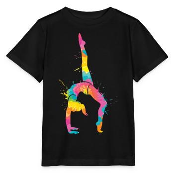 Turnerin Gymnastik Handstand Kinder Mädchen Turnen - Stanley/Stella Kinder T-Shirt MINI CREATOR  - Schwarz - Vorne - Mikhail (115cm)