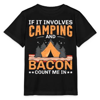 Wenn es um Camping und Speck geht, bin ich ein Cam - Stanley/Stella Kinder T-Shirt MINI CREATOR  - Schwarz - Vorne - Mikhail (115cm)