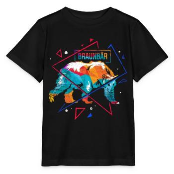 Flauschiger Grizzlybär Waldkönig - Stanley/Stella Kinder T-Shirt MINI CREATOR  - Schwarz - Vorne - Mikhail (115cm)