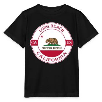 Long Beach Kalifornien Flagge USA Souvenir Abzeichen - Stanley/Stella Kinder T-Shirt MINI CREATOR  - Schwarz - Vorne - Mikhail (115cm)
