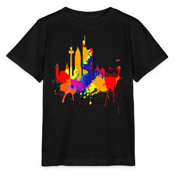 Frankfurt Skyline Colorful Colors Painting Art Love - Stanley/Stella MINI CREATOR Kids’ T-Shirt - black - Front - Mikhail (115cm)