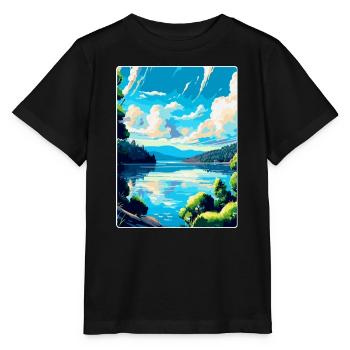 Danube River Europe Vintage Travel Poster Souvenir - Stanley/Stella MINI CREATOR Kids’ T-Shirt - black - Front - Mikhail (115cm)