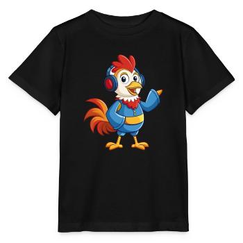 Hahn Lustige Zeichentrickfigur Kopfhörer Musik - Stanley/Stella Kinder T-Shirt MINI CREATOR  - Schwarz - Vorne - Mikhail (115cm)