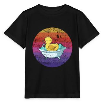 Badeente Badewanne Retro - Stanley/Stella Kinder T-Shirt MINI CREATOR  - Schwarz - Vorne - Mikhail (115cm)