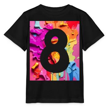 NR. 8 NUMMER 8 BUNT 8. GEBURTSTAG - Stanley/Stella Kinder T-Shirt MINI CREATOR  - Schwarz - Vorne - Mikhail (115cm)