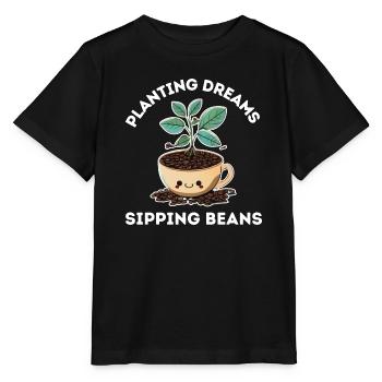Pflanzträume, schlüpfende Bohnen - Stanley/Stella Kinder T-Shirt MINI CREATOR  - Schwarz - Vorne - Mikhail (115cm)