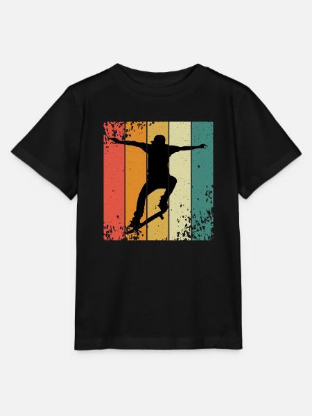 Retro-Skate-Silhouette auf farbigen Panels - Stanley/Stella Kinder T-Shirt MINI CREATOR - Schwarz