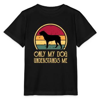 Cao De Castro Laboreiro Hund Silhouette Retro Sonne - Stanley/Stella Kinder T-Shirt MINI CREATOR  - Schwarz - Vorne - Mikhail (115cm)