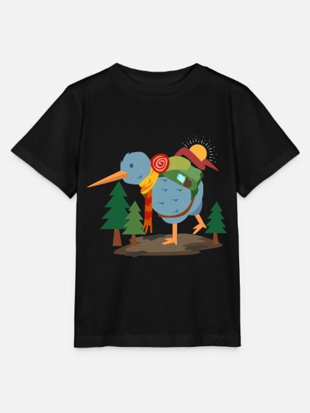 Reiselustiger Kiwivogel Backpacker - Stanley/Stella Kinder T-Shirt MINI CREATOR - Schwarz