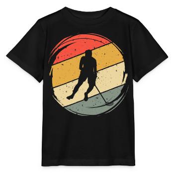 Floorballspieler Unihockey Floorball Spieler - Stanley/Stella Kinder T-Shirt MINI CREATOR  - Schwarz - Vorne - Mikhail (115cm)