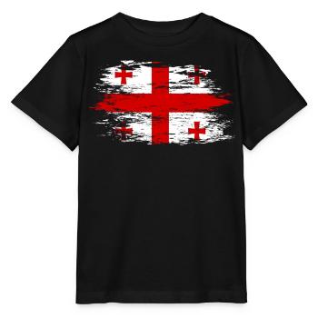 Georgien Flagge used - Stanley/Stella Kinder T-Shirt MINI CREATOR  - Schwarz - Vorne - Mikhail (115cm)