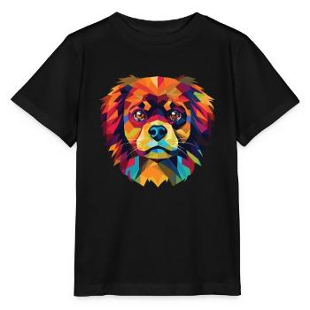 Tibetischer Spaniel Hunderasse Aquarell Illustration - Stanley/Stella Kinder T-Shirt MINI CREATOR  - Schwarz - Vorne - Mikhail (115cm)