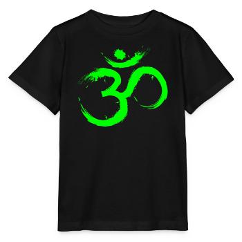 Om Design Symbol Meditation Befreiung Limone Grün - Stanley/Stella Kinder T-Shirt MINI CREATOR  - Schwarz - Vorne - Mikhail (115cm)