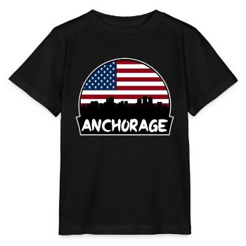 Anchorage Alaska USA Flagge Skyline Silhouette Trave - Stanley/Stella Kinder T-Shirt MINI CREATOR  - Schwarz - Vorne - Mikhail (115cm)