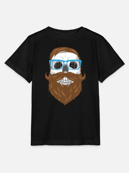 Hipster Totenkopf - Skull mit Bart und Brille - Stanley/Stella Kinder T-Shirt MINI CREATOR  - Schwarz