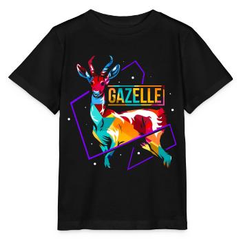 Flinke Gazelle Wüstenantilope - Stanley/Stella Kinder T-Shirt MINI CREATOR  - Schwarz - Vorne - Mikhail (115cm)