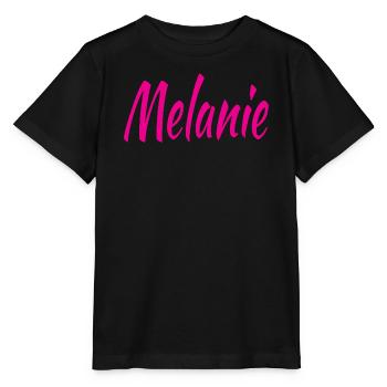 Melanie Schrift Neon Pink auf Schwarz - Stanley/Stella Kinder T-Shirt MINI CREATOR  - Schwarz - Vorne - Mikhail (115cm)