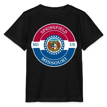 Springfield Missouri Flagge USA Souvenir Abzeichen - Stanley/Stella Kinder T-Shirt MINI CREATOR  - Schwarz - Vorne - Mikhail (115cm)