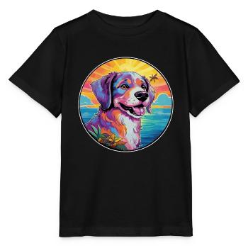Cao de Castro Laboreiro Hunderasse Bunte Karikatur - Stanley/Stella Kinder T-Shirt MINI CREATOR  - Schwarz - Vorne - Mikhail (115cm)