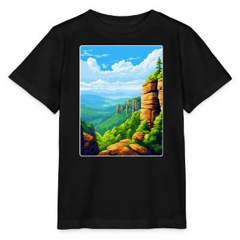 Elbe Sandstone Mountains Germany Travel Poster WPA - Stanley/Stella MINI CREATOR Kids’ T-Shirt - black - Front - Mikhail (115cm)