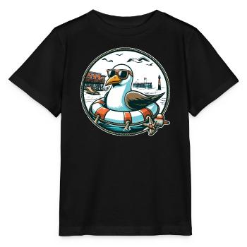 Möwe im Rettungsring - Stanley/Stella Kinder T-Shirt MINI CREATOR  - Schwarz - Vorne - Mikhail (115cm)