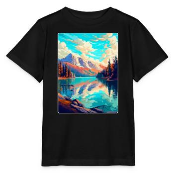 Caumasee Schweiz Vintage Reiseposter WPA Art - Stanley/Stella Kinder T-Shirt MINI CREATOR  - Schwarz - Vorne - Mikhail (115cm)