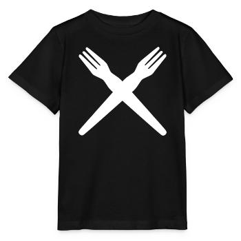 Pommesgabel gekreuzt - Stanley/Stella Kinder T-Shirt MINI CREATOR  - Schwarz - Vorne - Mikhail (115cm)